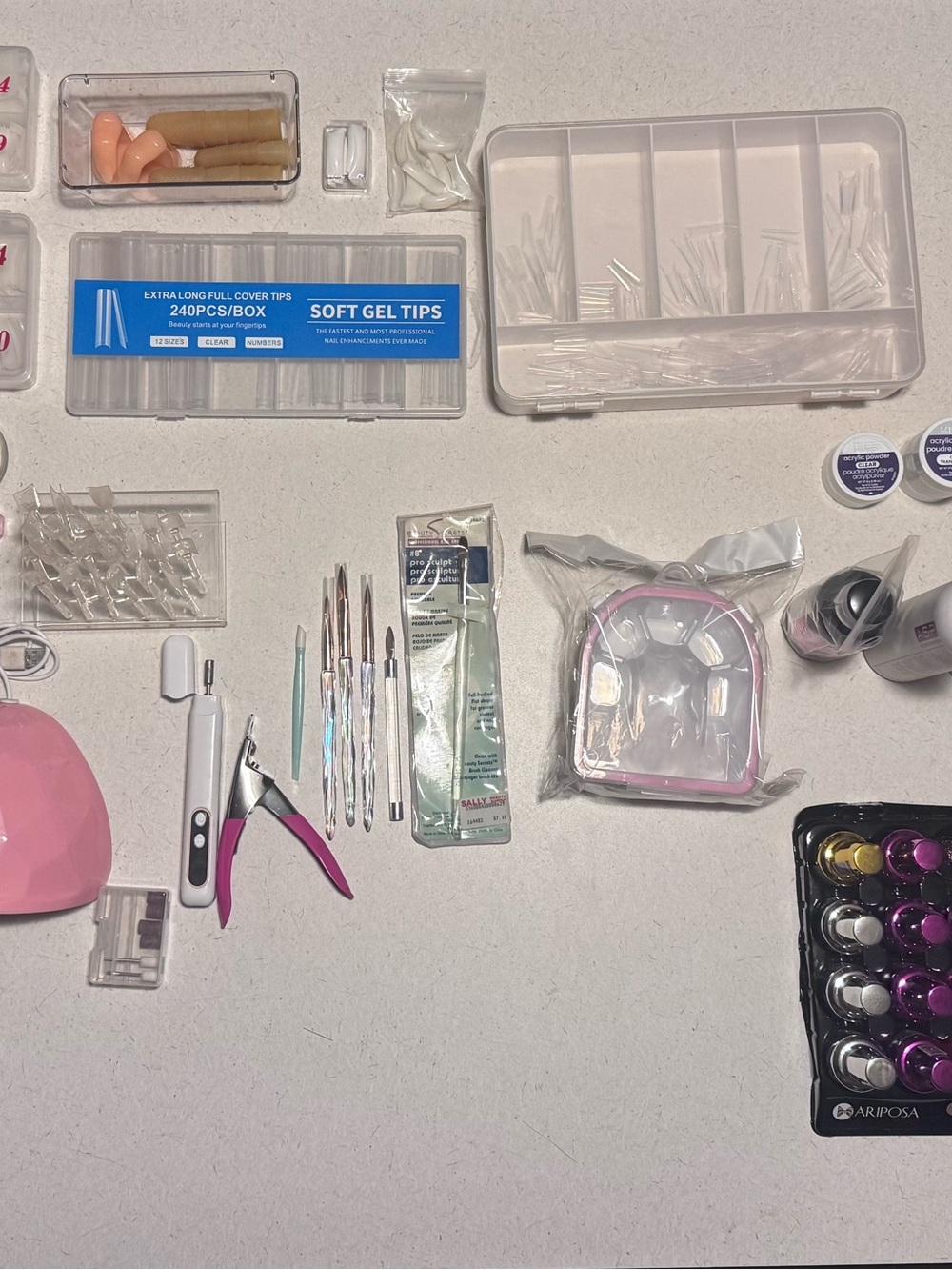Nail Art Kit with Pink Mini Lamp and Tools